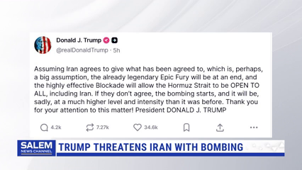 Trump Threatens Bombing If Iran Doesn’t Reopen Strait