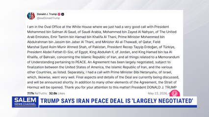 Trump Says Iran Peace Deal Is 'Largely Negotiated'