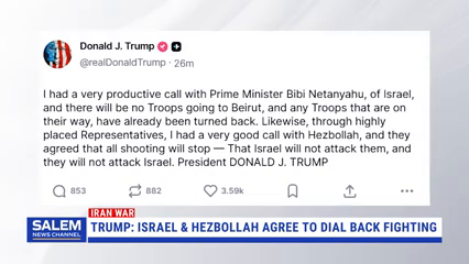 Trump Says Israel And Hezbollah Have Agreed To Dial Back Fighting
