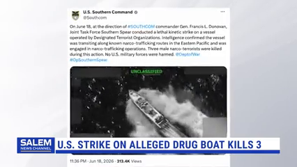 U.S. Strike On Alleged Drug Boat Kills 3 In Eastern Pacific Ocean